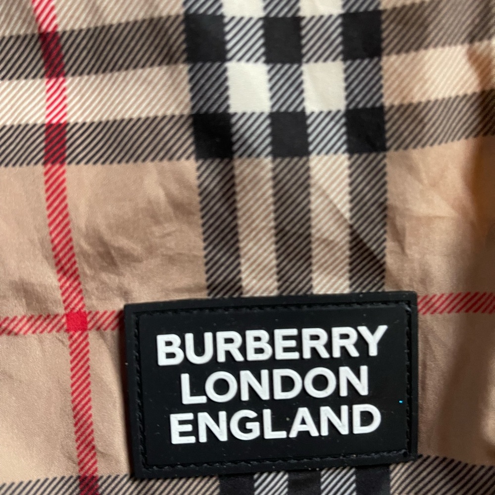 Burberry Kids Tan Plaid Swim Trunks with Red and Black Accents - Picture 2 of 5